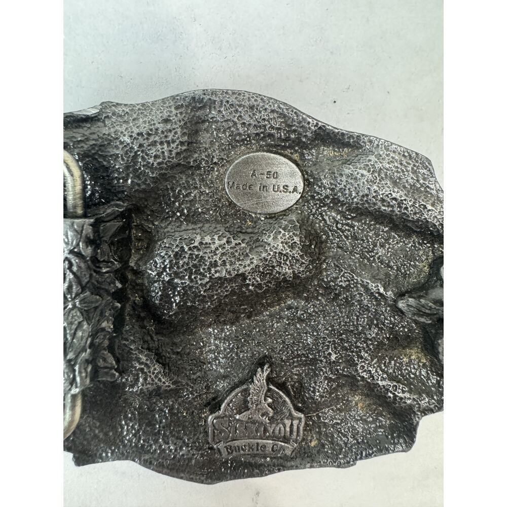 Vintage Belt Buckle Siskiyou Cowboy I'd Rather Be Hunting Deer Buck Pewter 1987 - Picture 3 of 6